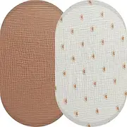 2Pcs Bassinet Sheets Set Stretchy Soft Baby Cradle Sheet Fashion Sun Print Bassinet Sheets Breathable Comfortable Bassinet Sheet Standard Cradle Safe for Oval Rectangle Mattress Baby Boy Girls