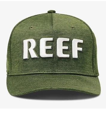 Reef Grand Men's Stretch Fit Hat Cap Green & White Embroidered Fishing Outdoor
