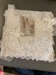 Slow Stitch Kit White cotton Fabric Lace layers Wedding Scrapbook Junk Journal