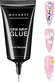 Makartt No Wipe Rhinestone Glue for Nails, Super Strong Nail Charm Glue Bling Gel for 3D Decorations Nail Art Gems Jewelry Diamond for Nail Techs Supplies Beginners, Nail Lamp Required