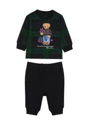 Polo Ralph Lauren Kids Checked Printed top and Sweatpants set - Black 6 MONTHS (6 months)