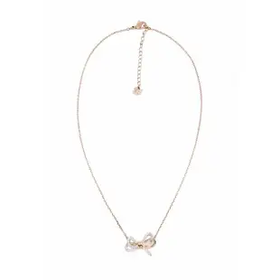 【SWAROVSKI 施華洛世奇】Lifelong Bow立體蝴蝶結水晶玫瑰金項鍊(5440636)