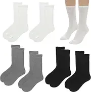 [COHGUDA] 6 Pair Women Crew Socks, Lightweight Thin Casual Calf Sock, Solid Running Sports Sock, Retro Casual Ribbed Crew Sock, Performance Cotton Cushioned Athletic Long Socks, Comfortable Workout High Socks