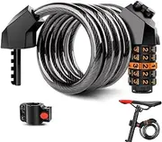 Bicycle Cable Lock,Yakiter,Combination Lock 120 cm / 12 mm Cable,High Lock Security Level,5-Digit Combination Lock, Durable Steel, for Bicycle Tricycle Scooter Bike Lock
