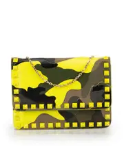 Green Leather Rockstud Camo Crossbody