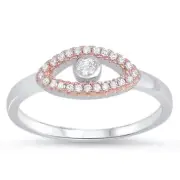 1.20 Ct Round Simulated Diamond Women's Evil Eye Ring 14k Two-Tone Gold Plated