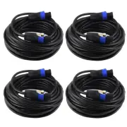 4Pcs Speakon to Speakon 25ft Male Cables for PA Audio Speaker to Mixer DJ System