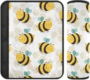 Joitme Cartoon Bee Honeycomb Soft Flannel Car Seat Strap Pads Girl, 4-Pack (2 S & 2 M) - Protects Skin from Scratches