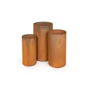 3pc A.FRESCO Corten Steel Pedestal Garden/Patio Plant Display Stand Rust
