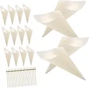 LIFKOME 1Set Disposable Wood Cone and Appetizer Sticks Set Ice Cream Cones and Fruit Picks for Luau Parties and Tropical Celebrations for DIY Treats and Party Displays