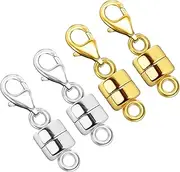 OHINGLT Magnetic Necklace Clasp Extra Strong, Gold and Silver Plated Magnet Jewelry Clasps Converters, Bracelet Extender for Women Seniors