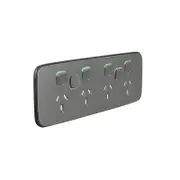 Clipsal Iconic ASH GREY Essence Skin Socket Switch Horizontal Quad 2 Extra Switch - E3015-4XXUAC-AG
