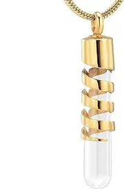 DOTUIARG Clear Glass Tube Cremation Jewelry Urn Ashes Necklace for Women Men Memorial Hollow Cylinder Urn Locket Pendant Necklace