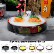 Japan Sushi Bucket Sashimi Fish Seafood Dish Cuisine Fruit Food Round Tray Plate