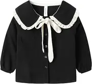 [Mud Kingdom] Little Girls Long Sleeve Shirt Peter Pan Collar Cute
