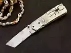 Damascus Folding knife Engraved Handle Genuine Damascus Steel | EDC,Best Gift