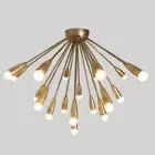 Mid Century Modern Ceiling Lamp Flush Mount Brass Meteors Sputnik Light