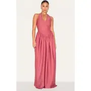 Petite Blush Rose Halter Neck Floaty Maxi Dress, Blush Rose
