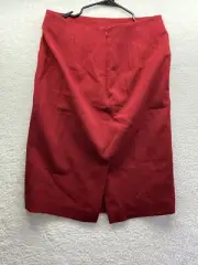 Ann Taylor Skirt Womens 12 Red Pencil Wool Blend Front Petite Solid New Slit Fit