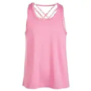 Ideology Big Girls Strappy Layered-Look Pink Zebra Print Tank Top, XL / 16