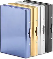 [Sekonow] 4 Pack Stainless Steel Credit Card Holder, RFID Blocking Slim Small Metal Credit Card Wallet, Hard Case Protector 6 Accordion Slots Business Card Holder for Men Women