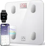 FITINDEX Bluetooth Body Fat Scale, Smart Digital Bathroom Weight Scale with iOS and Android APP for Body Weight, Fat, Water, BMI, BMR, Muscle Mass