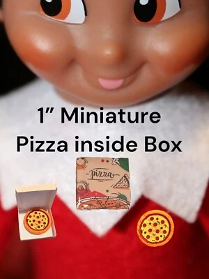 Elf On The Shelf Miniature 1” Pizza Inside Box Takeout Delivery Barbie Doll Size
