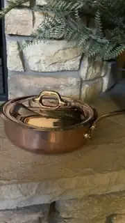 Stamped 8” MAUVIEL 1830 French Copper Dehillerin Sauce Pan Pot + Lid - NEW