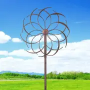 2M Metal Windmill Garden Art Decoration Wind Spinner Kinetic Yard Sculpture