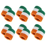 12Pcs Sports Wristbands Absorbent Sweatband Wrist Band, Green White Orange