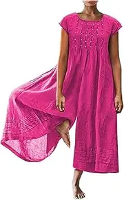 [HGps8w] 2024 Summer Womens Plus Size Loose Cotton Linen Jumpsuit Cap Sleeve Casual Solid Baggy Rompers Wide Leg Long Pants