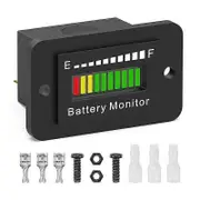 12V 24V 36V 48V 60V 72V LED Battery Monitor Gauge Battery Fuel Gauge Indicator Lithium Ion Battery Tester Black