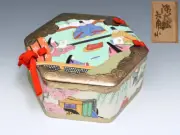 Bonbonniere Hexagonal Box With Picture of Genji Wooden Box Japanese Traditional