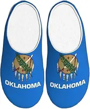 [EdWal] Oklahoma State Flag print Winter Warm Slippers Indoor Anti-skid Plush Slippers Relaxing at Home for Women Men