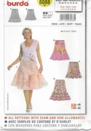 B141 BURDA 8088: SKIRT SIZE 10-22 SEWING PATTERN