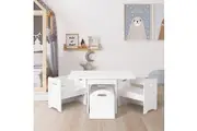 Keezi 3PCS Kids Table and Chairs Set Storage Toys Play Activity Desk