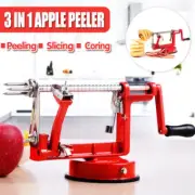 AU 3 in 1 Apple Peeler Red Kitchen Tool Slinky Machine Fruit Cutter Slicer Corer