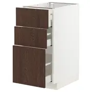 METOD / MAXIMERA base cabinet with 3 drawers, white/Sinarp brown, 40x60x80 cm