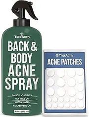 TreeActiv Acne Eliminating Body Spray Natural Body, Back, Butt, Chest and Shoulder Acne Treatment Salicylic Acid Tea Tree Aloe Witch Hazel Menthol Mint 8 fl oz