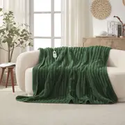 Dreamaker Chunky Embossed Fleece Heated Throw Emerald Green 200 x 180cm