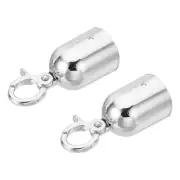2 x 1.6" Stanchion Rope End Stopper Cord End Caps Barrier Rope End Cap Silver