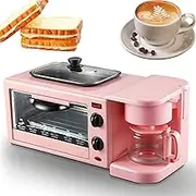 Multifunctional Breakfast Machine, Waffle Maker with 100-230° Temperature Control & 30min Timing, Toastie Maker, Coffee Maker, Bread Maker for Home, Office, Dormitory, Apartment