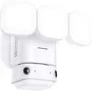 winees Floodlight Camera, Wired 2K HD Dual-Lens Outdoor Security Camera, 180 Degree Panoramic Motion Detection, 3000 Lumens, Color Night Vision, 110dB Siren, 2-Way Audio (White)