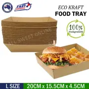 8x Eco Kraft Food Tray Brown Paper Catering Disposable Takeaway Box Chip Burger