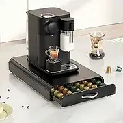 Full Metal Coffee Pod Drawer Organizer for 60 Capsules, Sturdy and Durable Storage Rack (Black)