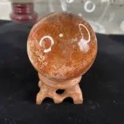 53.2mm-189g Natural Phantom Quartz Crystal Ball Sphere Specimen With WoodenStand