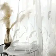 Reed Flower White Tulle Window Curtain Sheer Curtains Embroidered Window