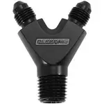 Aeroflow 1/4" Npt Y Block to 2 X -3AN Male Fittings Nitrous Nos Blac - AF147-04-03BLK