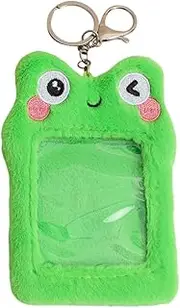 NUOBESTY Cartoon Frog Id Card Holder Plush Postcard Case Card Sleeve School Office