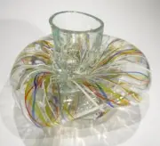 HAND BLOWN GLASS ART SCULPTURE/PAPERWEIGHT, RAINBOW COLORS, DIRWOOD, n3818